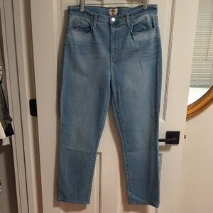 L'AGENCE Alexia Light Blue Straight Crop Cigarette Leg Jeans, Size 31